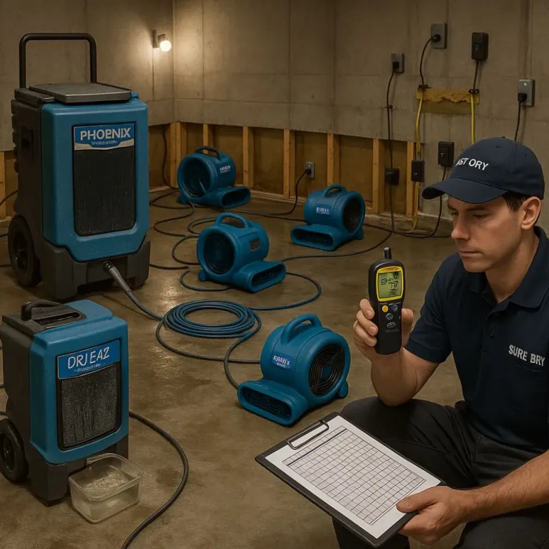 Structural Drying and Dehumidification process in Thomasboro, IL